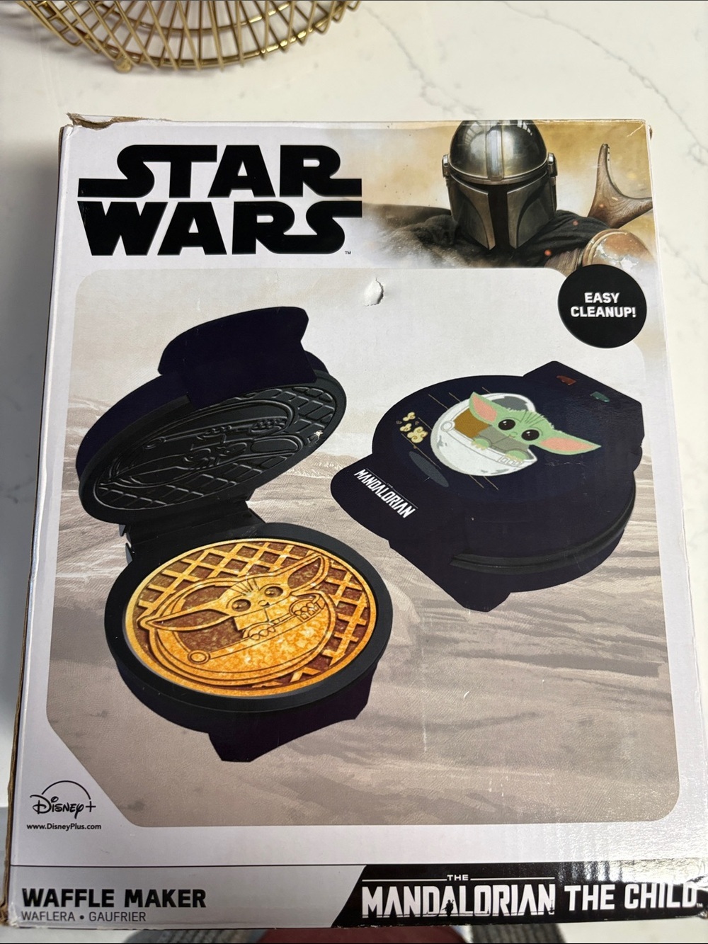 Star Wars Mandalorian Navy Waffle Maker with Green Grogu Artwork